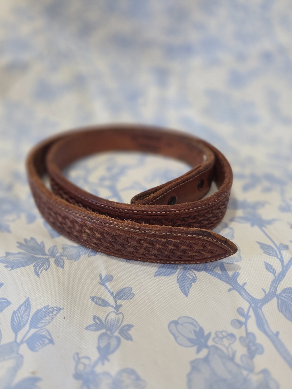 Vogt Basketwoven Leather Belt 30" With 1" Width — Brown